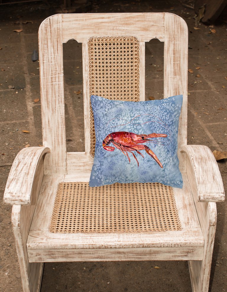14 in x 14 in Outdoor Throw PillowCrawfish Cool Water Fabric Decorative Pillow