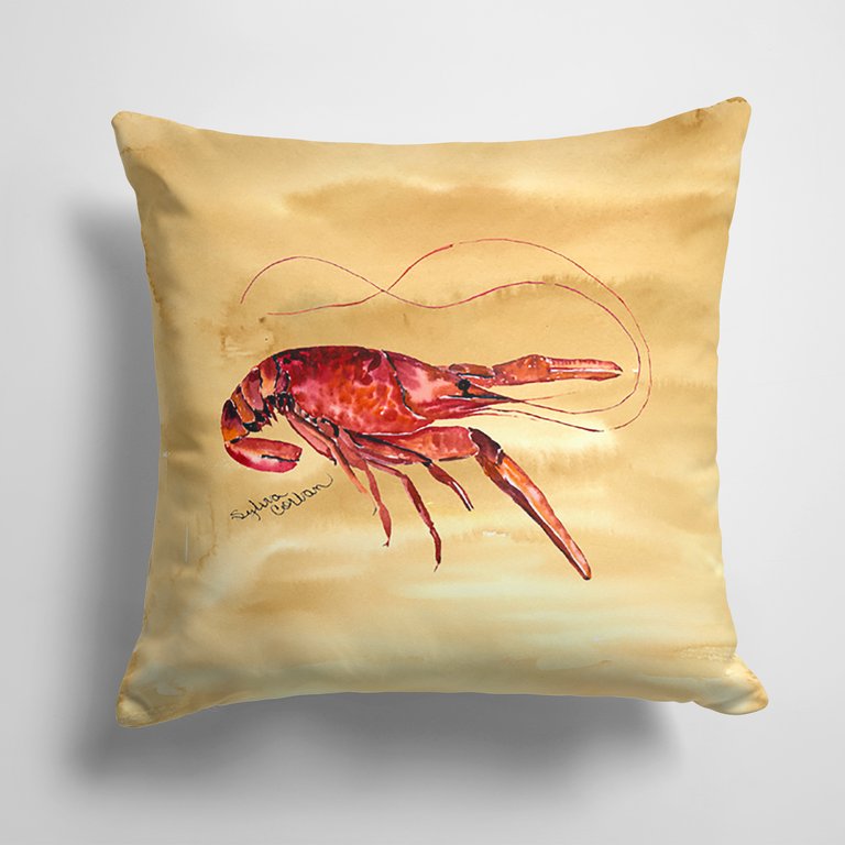 14 in x 14 in Outdoor Throw PillowCrawfish Sandy Beach Fabric Decorative Pillow