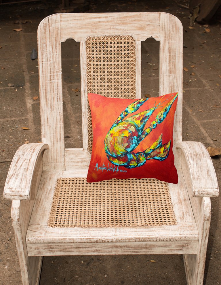 14 in x 14 in Outdoor Throw PillowCrawfish Spicy Craw  Fabric Decorative Pillow