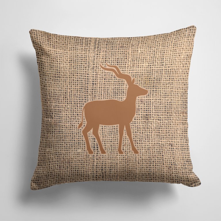 14 in x 14 in Outdoor Throw PillowDeer Burlap and Brown BB1121 Fabric Decorative Pillow
