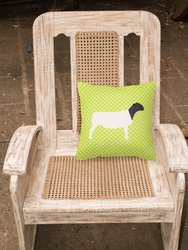 14 in x 14 in Outdoor Throw PillowDorper Sheep Green Fabric Decorative Pillow