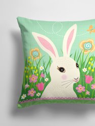 14 in x 14 in Outdoor Throw PillowEaster Bunny Rabbit Fabric Decorative Pillow