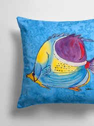 14 in x 14 in Outdoor Throw PillowFish  Tropical Fabric Decorative Pillow