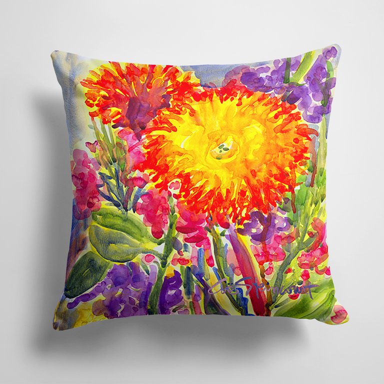 14 in x 14 in Outdoor Throw PillowFlower - Aster Fabric Decorative Pillow