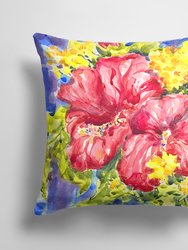 14 in x 14 in Outdoor Throw PillowFlower - Hibiscus Fabric Decorative Pillow