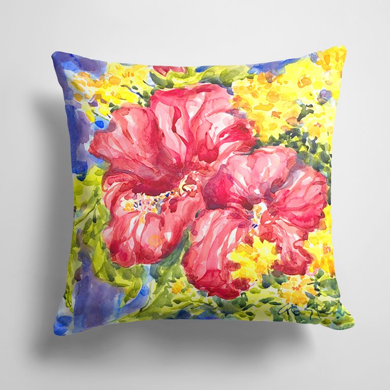 14 in x 14 in Outdoor Throw PillowFlower - Hibiscus Fabric Decorative Pillow