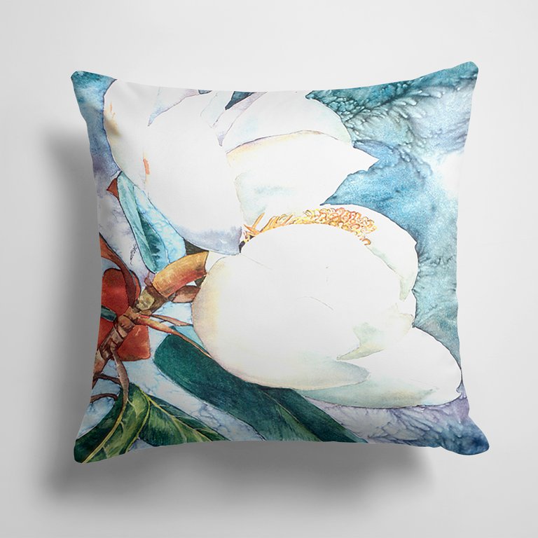 14 in x 14 in Outdoor Throw PillowFlower - Magnolia Fabric Decorative Pillow