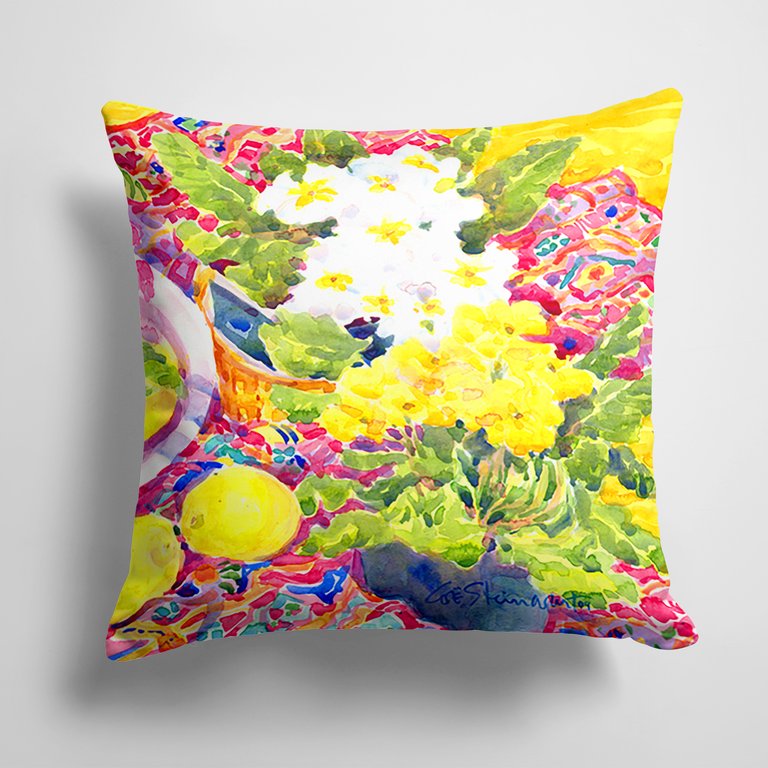 14 in x 14 in Outdoor Throw PillowFlower - Primroses Fabric Decorative Pillow