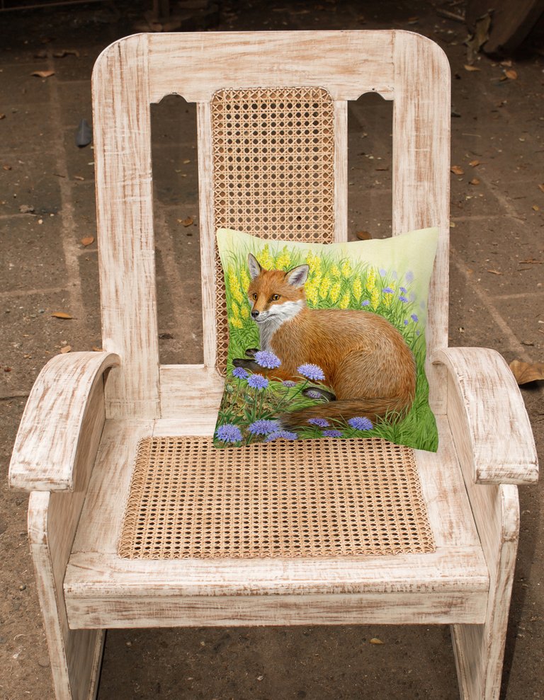 14 in x 14 in Outdoor Throw PillowFox in Flowers by Sarah Adams Fabric Decorative Pillow