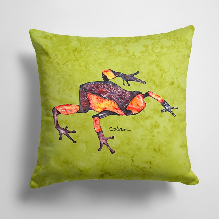 14 in x 14 in Outdoor Throw PillowFrog Fabric Decorative Pillow