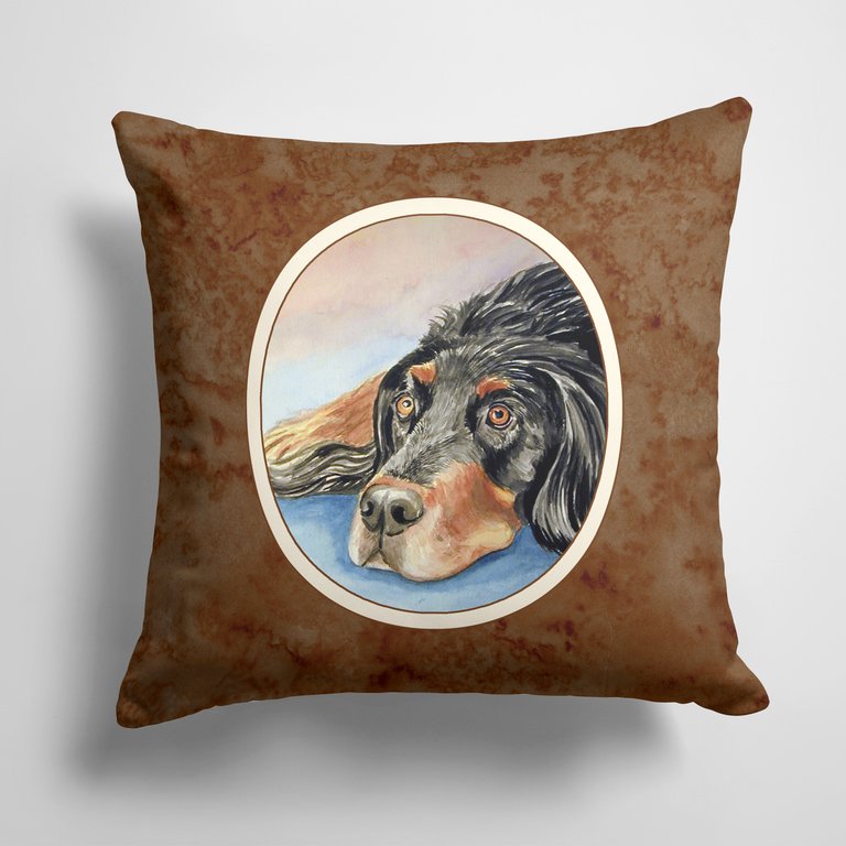 14 in x 14 in Outdoor Throw PillowGordon Setter Waiting on Mom  Fabric Decorative Pillow