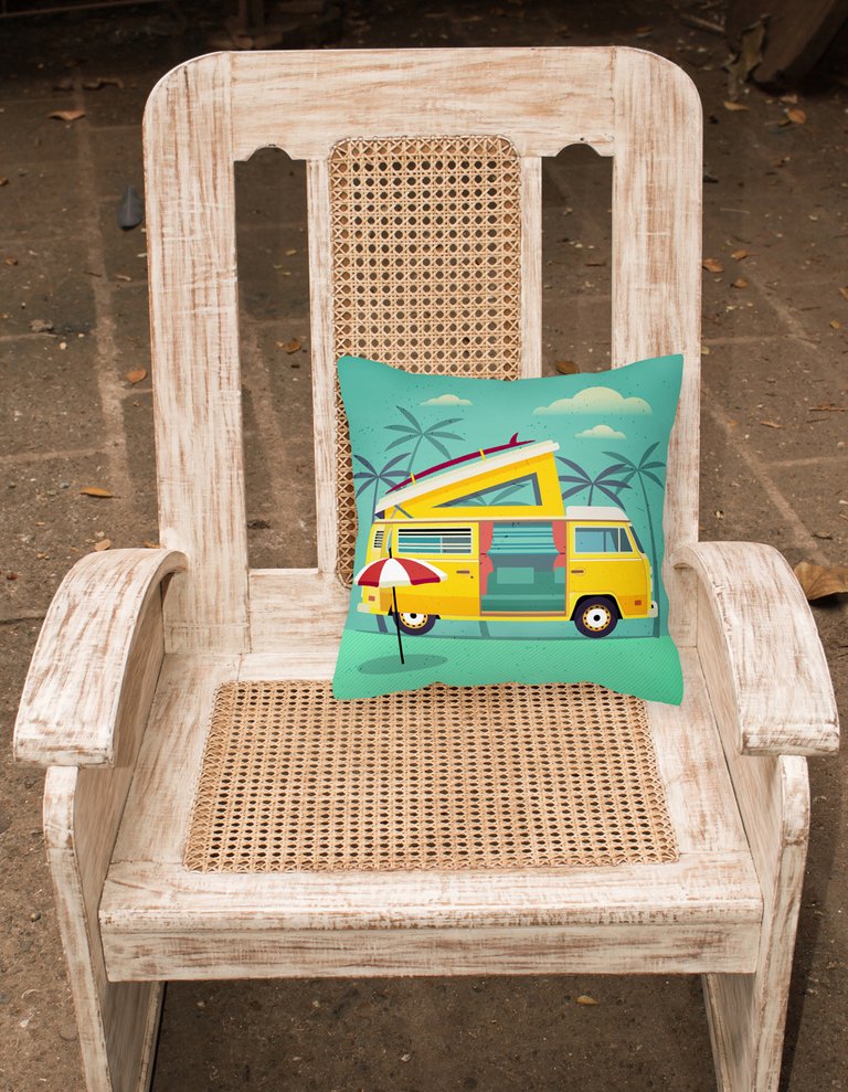 14 in x 14 in Outdoor Throw PillowGreatest Adventure Camper Van Fabric Decorative Pillow