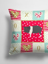 14 in x 14 in Outdoor Throw PillowHampshire Pig Love Fabric Decorative Pillow