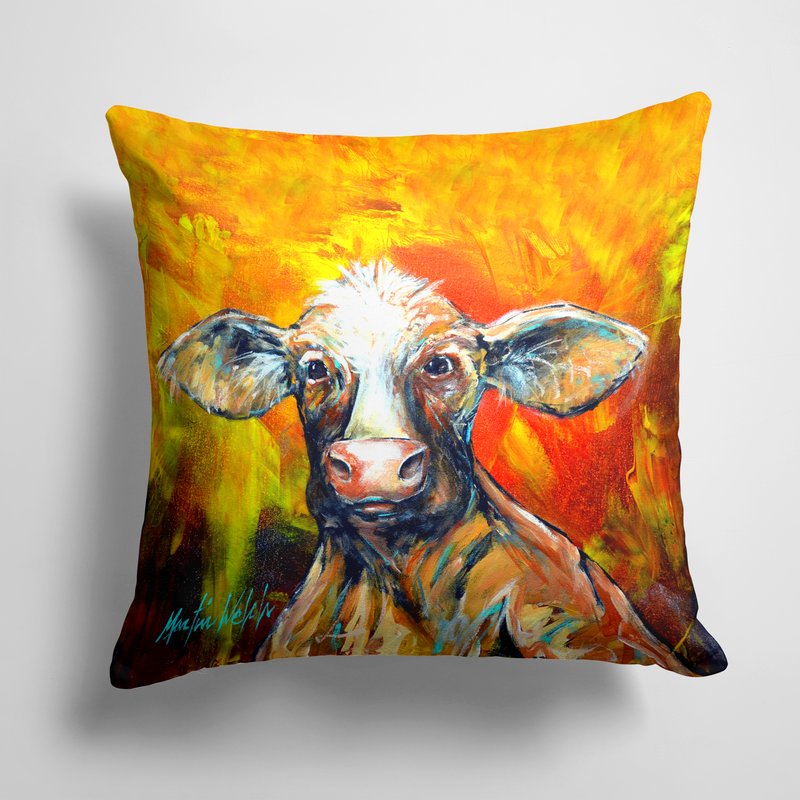 Caroline's Treasures 14 In X 14 In Outdoor Throw Pillowhappy Cow Fabric Decorative Pillow