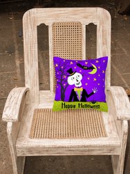 14 in x 14 in Outdoor Throw PillowHappy Halloween Skeleton Fabric Decorative Pillow