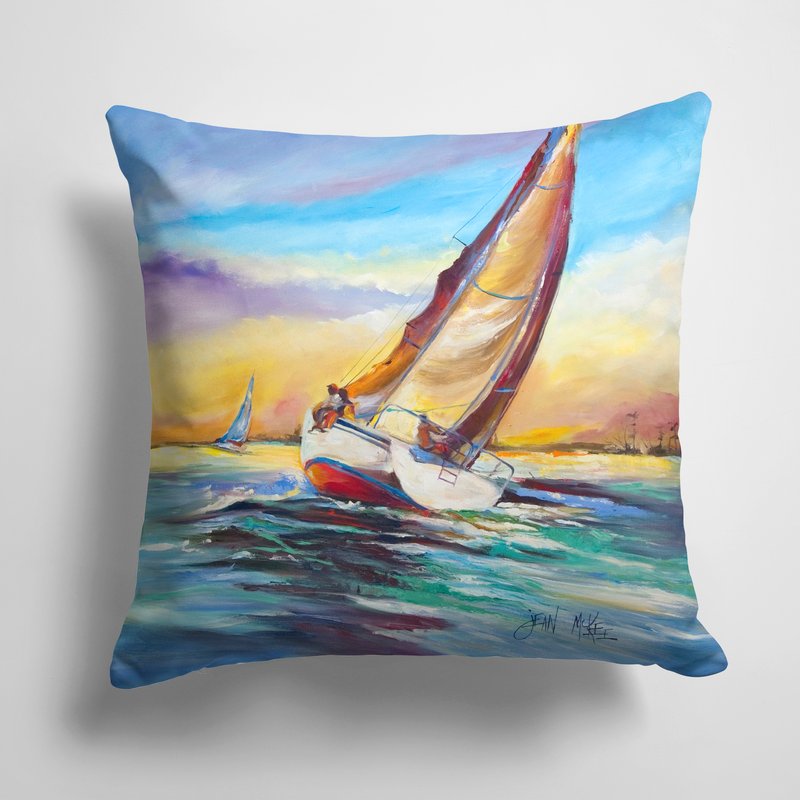 Caroline's Treasures 14 In X 14 In Outdoor Throw Pillowhorn Island Boat Race Sailboats Fabric Decorative Pillow