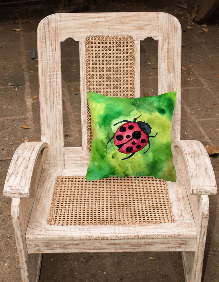 14 in x 14 in Outdoor Throw PillowIrish Lady Bug Fabric Decorative Pillow