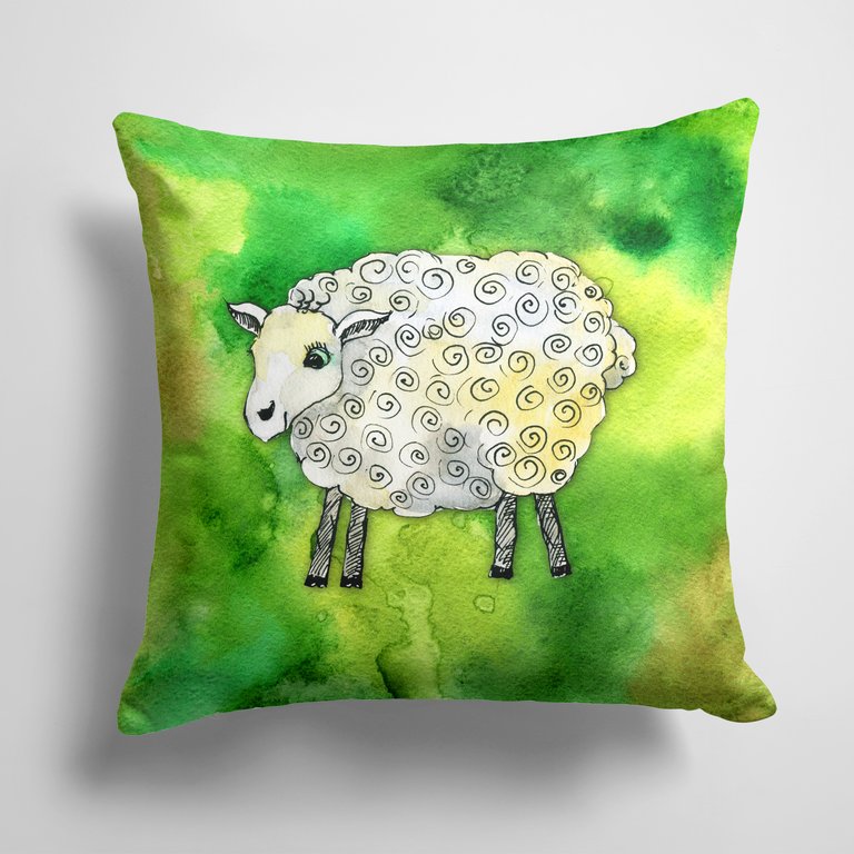 14 in x 14 in Outdoor Throw PillowIrish Sheep Fabric Decorative Pillow