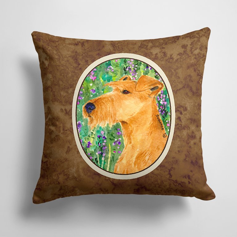 14 in x 14 in Outdoor Throw PillowIrish Terrier Fabric Decorative Pillow