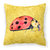 14 in x 14 in Outdoor Throw PillowLady Bug on Yellow Fabric Decorative Pillow