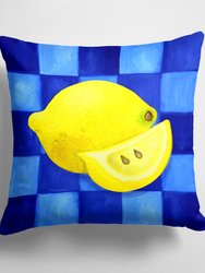 14 in x 14 in Outdoor Throw PillowLemon in Blue by Ute Nuhn Fabric Decorative Pillow