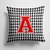 14 in x 14 in Outdoor Throw PillowLetter A Monogram - Houndstooth Black Fabric Decorative Pillow