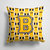 14 in x 14 in Outdoor Throw PillowLetter B Football Black, Old Gold and White Fabric Decorative Pillow