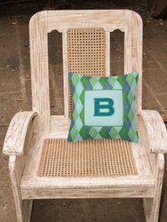 14 in x 14 in Outdoor Throw PillowLetter B Initial Monogram - Blue Argoyle Fabric Decorative Pillow