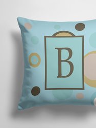 14 in x 14 in Outdoor Throw PillowLetter B Initial Monogram - Blue Dots Fabric Decorative Pillow
