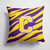 14 in x 14 in Outdoor Throw PillowLetter C Monogram - Tiger Stripe - Purple Gold Fabric Decorative Pillow