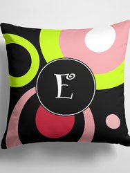 14 in x 14 in Outdoor Throw PillowLetter E Monogram - Retro in Black Fabric Decorative Pillow