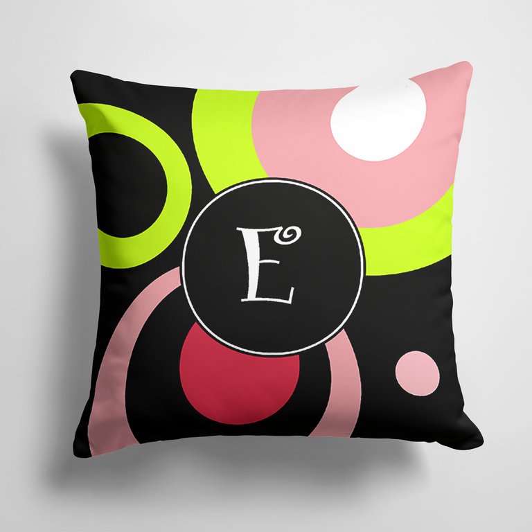 14 in x 14 in Outdoor Throw PillowLetter E Monogram - Retro in Black Fabric Decorative Pillow