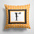 14 in x 14 in Outdoor Throw PillowLetter F Initial Monogram - Orange Polkadots Fabric Decorative Pillow