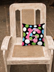 14 in x 14 in Outdoor Throw PillowLetter G Initial Monogram - Polkadots and Pink Fabric Decorative Pillow