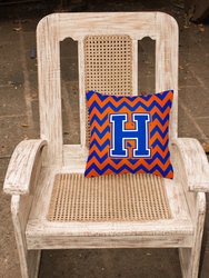 14 in x 14 in Outdoor Throw PillowLetter H Chevron Orange and Blue Fabric Decorative Pillow
