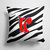 14 in x 14 in Outdoor Throw PillowLetter H Initial Monogram - Zebra Red Fabric Decorative Pillow