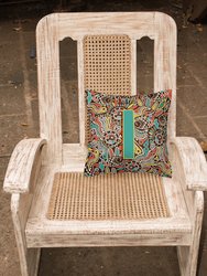 14 in x 14 in Outdoor Throw PillowLetter I Retro Tribal Alphabet Initial Fabric Decorative Pillow