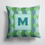 14 in x 14 in Outdoor Throw PillowLetter M Initial Monogram - Blue Argoyle Fabric Decorative Pillow