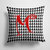 14 in x 14 in Outdoor Throw PillowLetter M Initial Monogram - Houndstooth Black Fabric Decorative Pillow