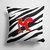 14 in x 14 in Outdoor Throw PillowLetter M Initial Monogram - Zebra Red Fabric Decorative Pillow