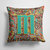 14 in x 14 in Outdoor Throw PillowLetter M Retro Tribal Alphabet Initial Fabric Decorative Pillow