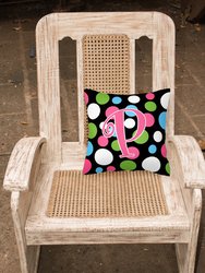 14 in x 14 in Outdoor Throw PillowLetter P Initial Monogram - Polkadots and Pink Fabric Decorative Pillow