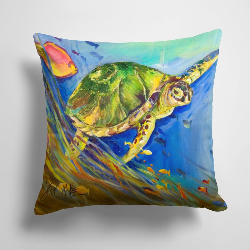 Caroline's Treasures 14 In X 14 In Outdoor Throw Pillowloggerhead Sea Turtle Fabric Decorative Pillow