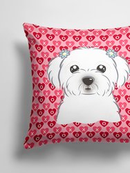 14 in x 14 in Outdoor Throw PillowMaltese Fabric Decorative Pillow