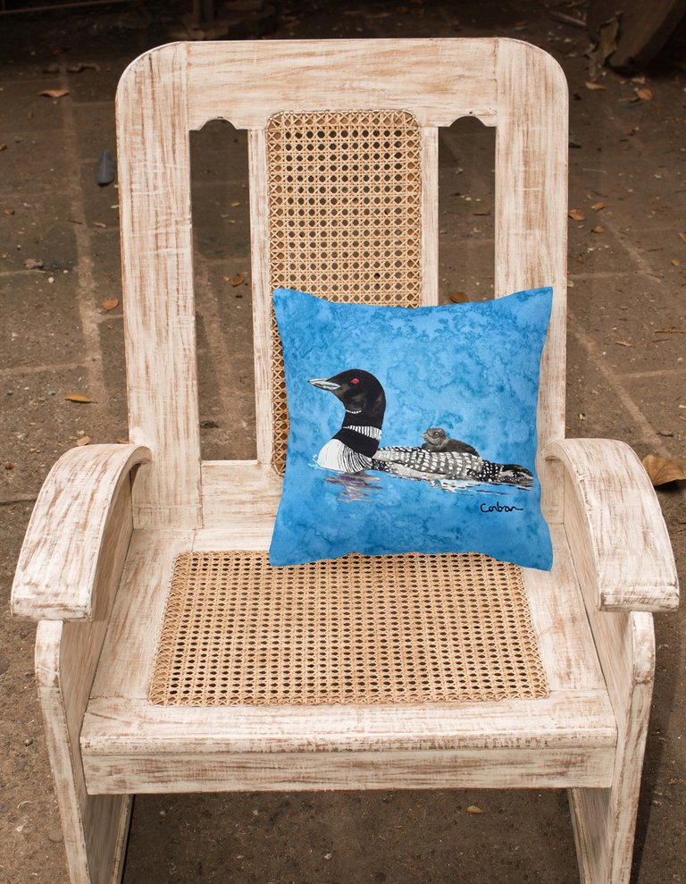 14 in x 14 in Outdoor Throw PillowMomma and Baby Loon Fabric Decorative Pillow
