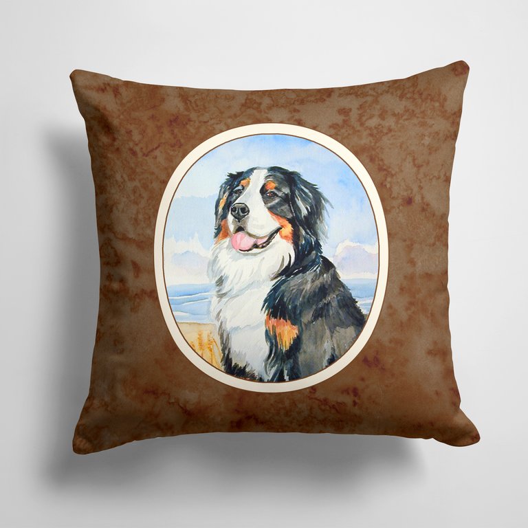 14 in x 14 in Outdoor Throw PillowMomma's Love Bernese Mountain Dog Fabric Decorative Pillow