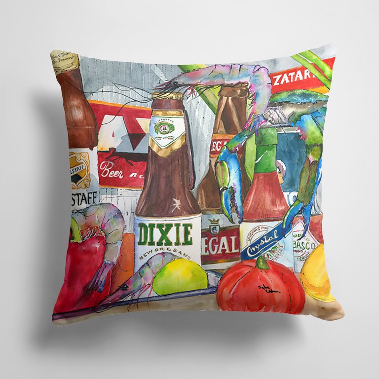 14 in x 14 in Outdoor Throw PillowNew Orleans Beers and Spices Fabric Decorative Pillow