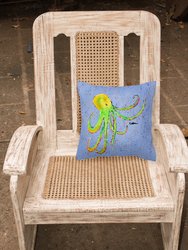14 in x 14 in Outdoor Throw PillowOctopus on Blue Fabric Decorative Pillow