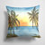 14 in x 14 in Outdoor Throw PillowPalm Tree Beach Scene Fabric Decorative Pillow
