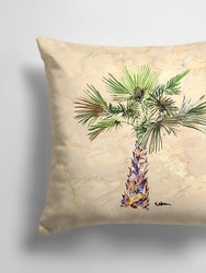 14 in x 14 in Outdoor Throw PillowPalm Tree on Marble Background Fabric Decorative Pillow